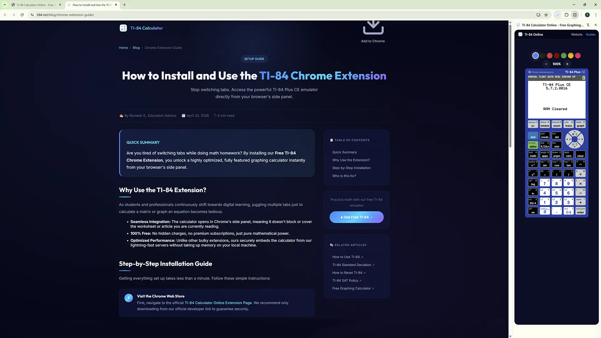 TI-84 Calculator Chrome Extension